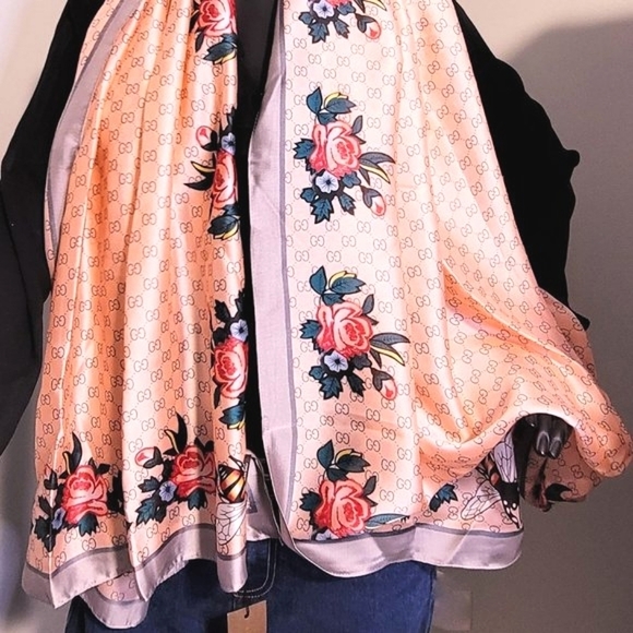 Gucci Accessories - !!SOLD on VC!!!   GUCCI Gorgeous Huge Apricot Floral Silk Scarf